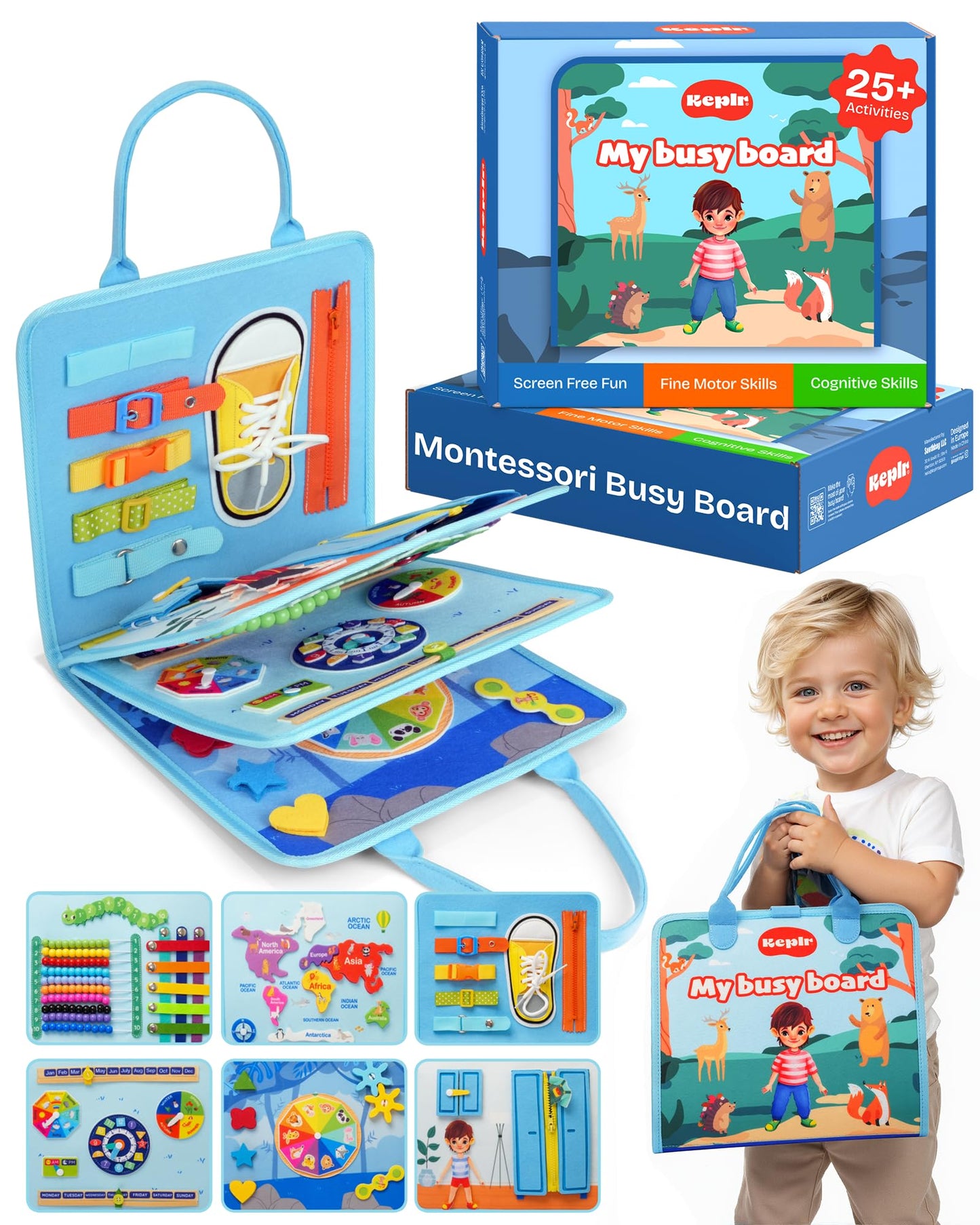 Montessori Toddler Toy Busy Board Interactive Book