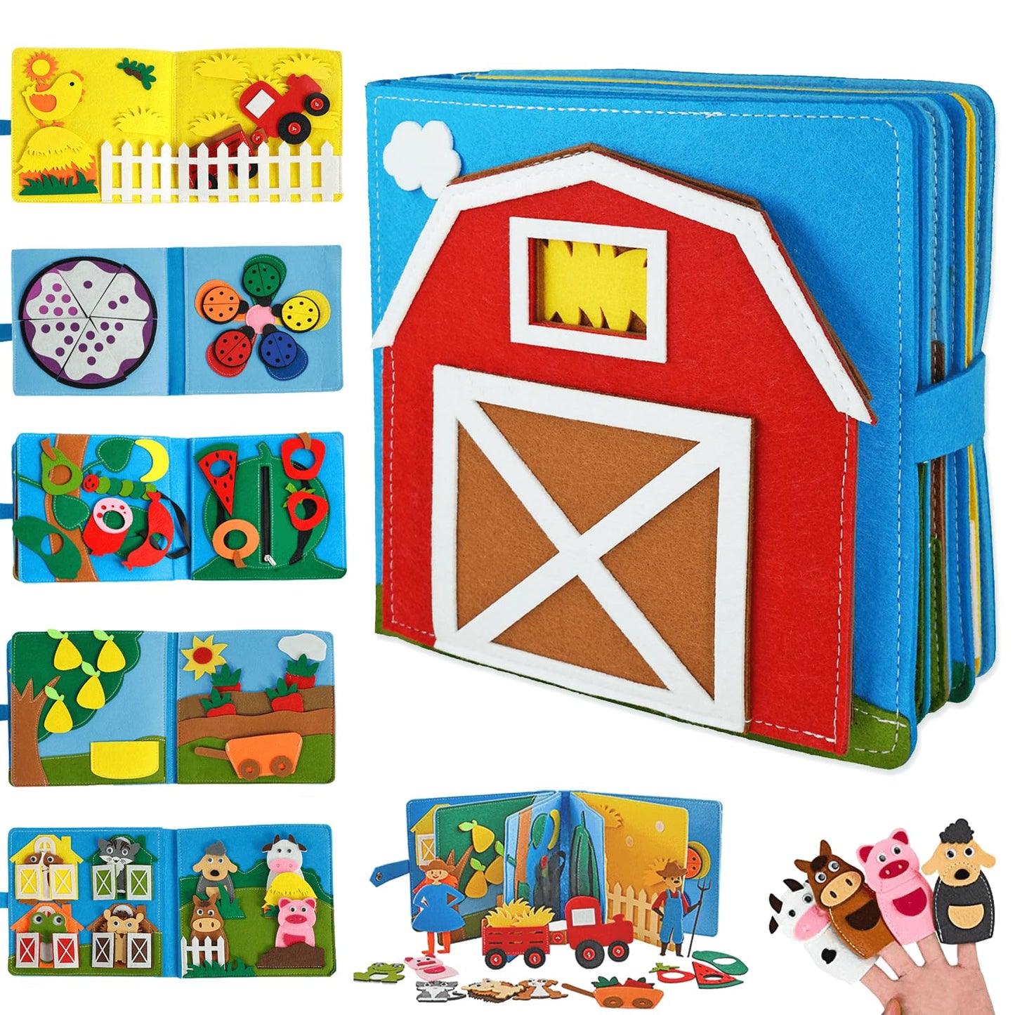 Montessori Busy Book for Toddlers 3+ 3D Felt Quiet for Baby Autism