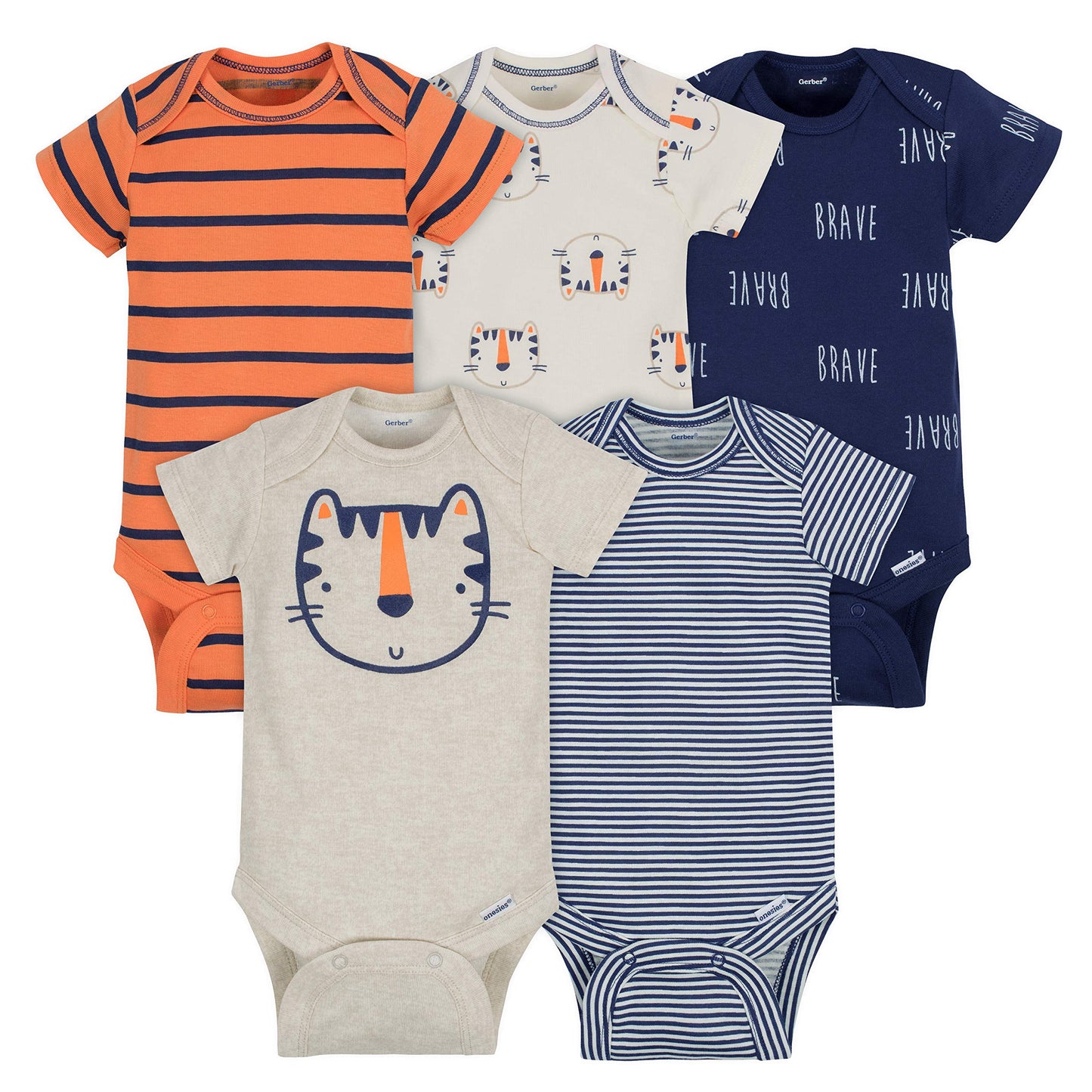 Gerber Baby Boys 5-Pack Short Sleeve Variety Onesies 3-6