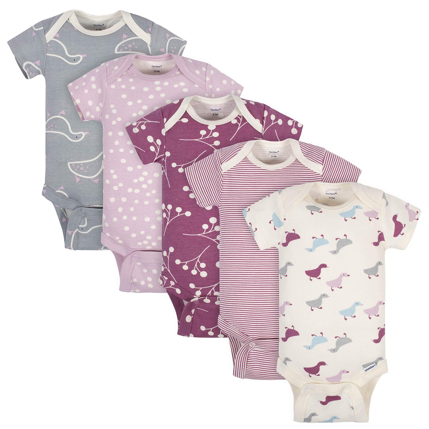 Grow by Gerber Girls 5-Pack Short Sleeve Onesies